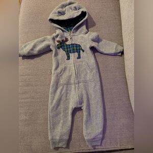 Carter's Gray One Piece with Plaid Moose